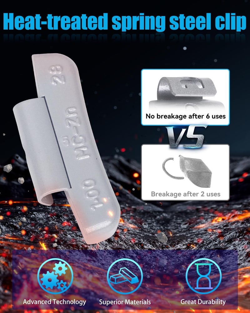 EZISOE MC-Series Zinc Clip on Wheel Weights Assortment,Precise Tolerances,0.25OZ/0.5OZ/0.75OZ/1.0OZ, 15PCS/Style, 1.25OZ/1.5OZ/2OZ/2.5OZ, 5PCS/Style, Total 80Pcs - Image 2